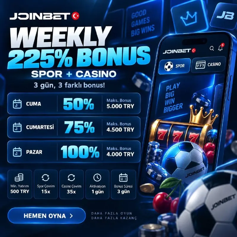 🧡 WEEKLY 225% BONUS — SPOR + CASINO! Cuma, cumartesi ve pazar boyunca her gün farklı…