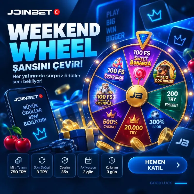 🎰 WEEKEND WHEEL — ŞANSINI ÇEVİR! Hafta sonuna özel Mega Wheel seni bekliyor! 🧧 750 TRY ve…