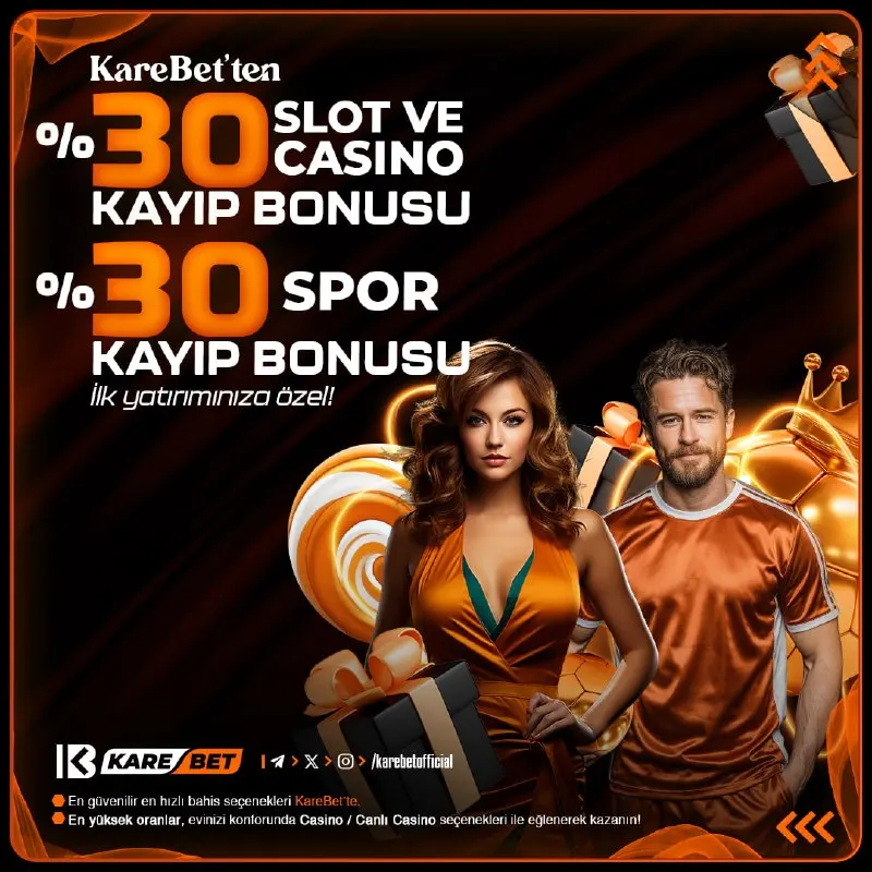 İ L K Y A T I R I M A Ö Z E L %30 SLOT ve CASİNO KAYIP BONUSU + % 30 SPOR KAYIP BONUSU…