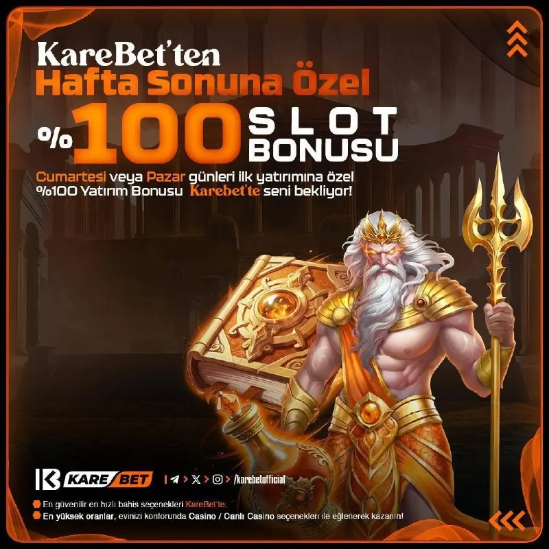 HAFTA SONUNA ÖZEL % 100 SLOT BONUSU KASANDA 🔠 Cumartesi veya Pazar günleri ilk yatırıma…