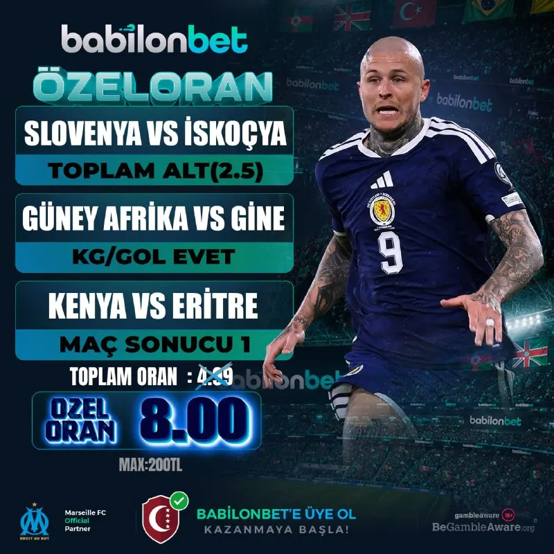 ➡️ SLOVENYA VS İSKOÇYA🔤16:00 26.09.26 TOPLAM ALT(2.5) 🏆 ➡️ GÜNEY AFRİKA VS GİNE🔤16:00…