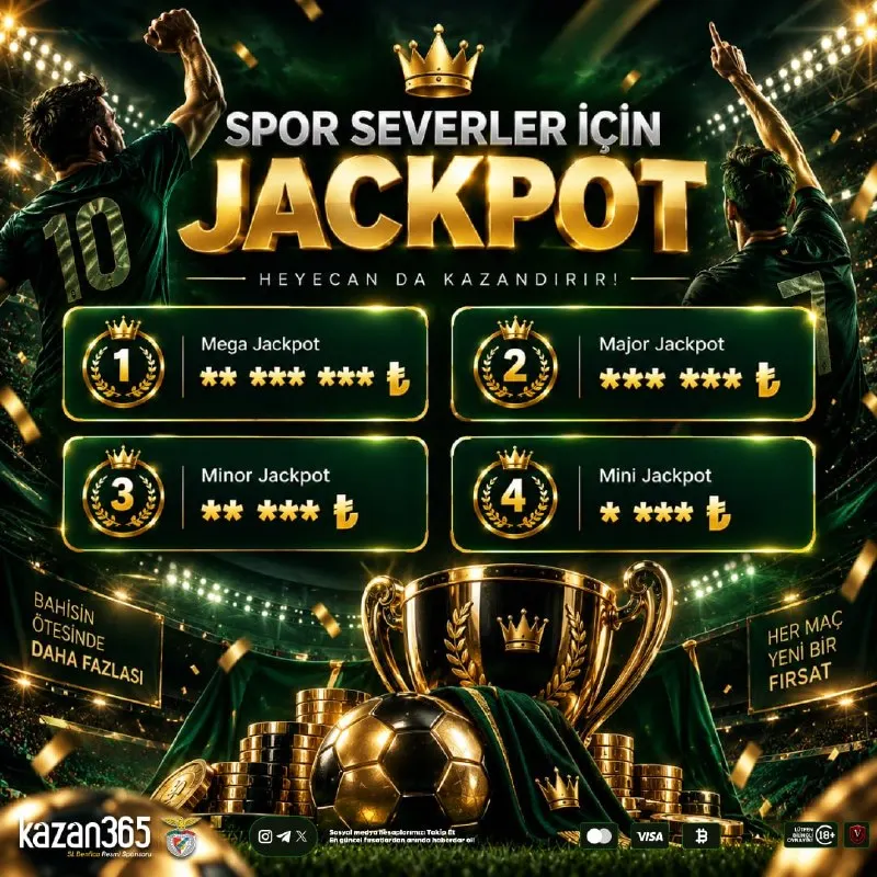 🏆⚽ SPOR SEVERLER İÇİN JACKPOT HEYECANI SADECE KAZAN365' TE Her maçın heyecanını JACKPOT…