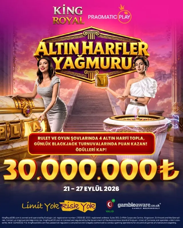 🏛 ALTIN HARFLER YAĞMURU İÇİN SON ŞANS! 🏛 KingRoyal Altın Harfler Yağmuru bugün sona…