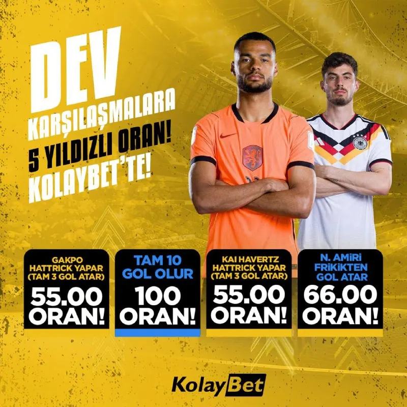 🔥 DEV KARŞILAŞMA, DEV ORANLAR! 🔥 🇳🇱 Hollanda – 🇩🇪 Almanya Sahada yıldızlar, ekranda 5…