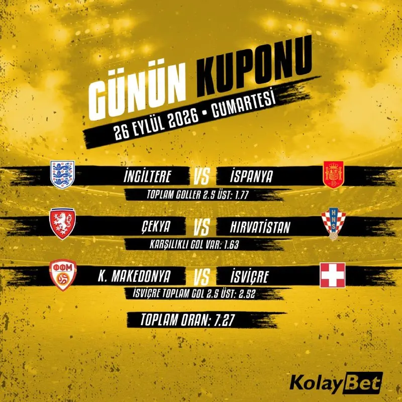 🔥⚽ GÜNÜN KUPONU | 26 EYLÜL 2026 Cumartesi futbol heyecanı için öne çıkan 3 karşılaşma…