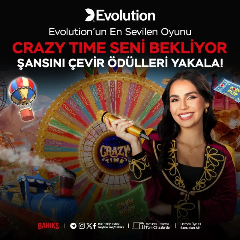 😦 EVOLUTION'UN EN SEVİLEN OYUNU: CRAZY TIME! 😦 Çark dönüyor, dev çarpanlar ve bonus…