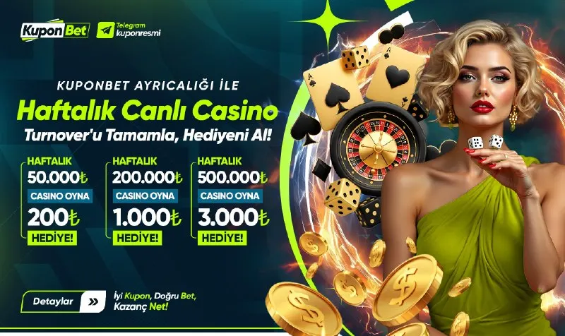 🎰 HAFTALIK CANLI CASINO BONUSU! 💰 50.000₺ → 200₺ 💰 250.000₺ → 1.000₺ 💰 500.000₺ → 3.000₺…