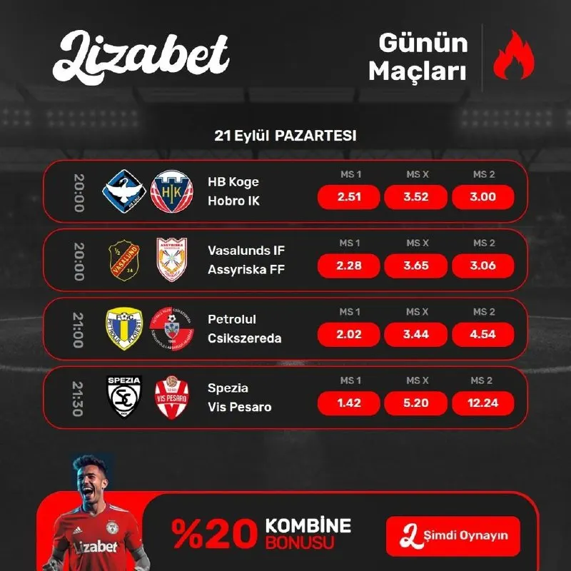 ⚡️ LİZABET'TE BU PAZARTESİ FUTBOL ŞÖLENİ VAR! ⚡️ 📅 21 EYLÜL PAZARTESİ günü futbol…