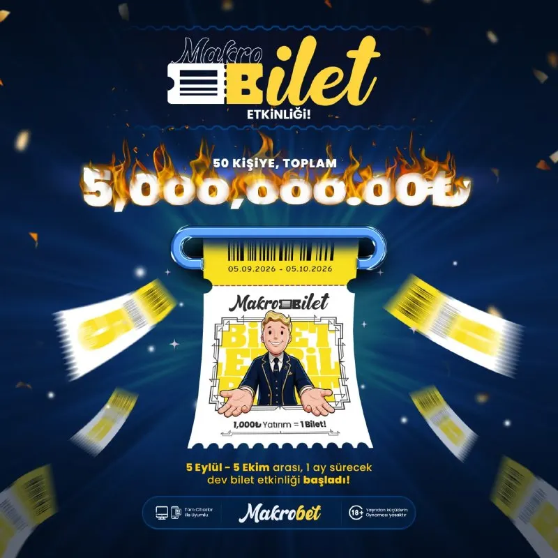 🔥🔥🔥🔥🔥🔥🔥🔥🔥 ⭐️ 📣 5.000.000₺ ÖDÜLLÜ MAKROBİLET ETKİNLİĞİ ⭐️ Her 1.000 TL yatırım = 1 BİLET!…