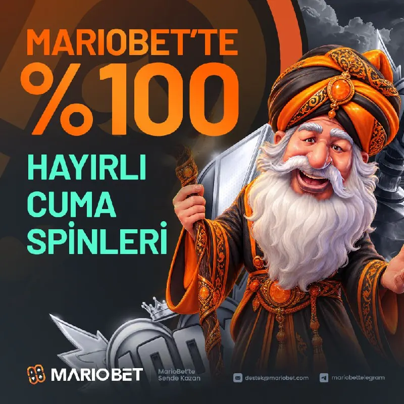 MARİOBET’TE %100 HAYIRLI CUMA SPİNLERİ ➡️2000₺ Yatırımlarınıza kadar geçerli... ➡️Big…