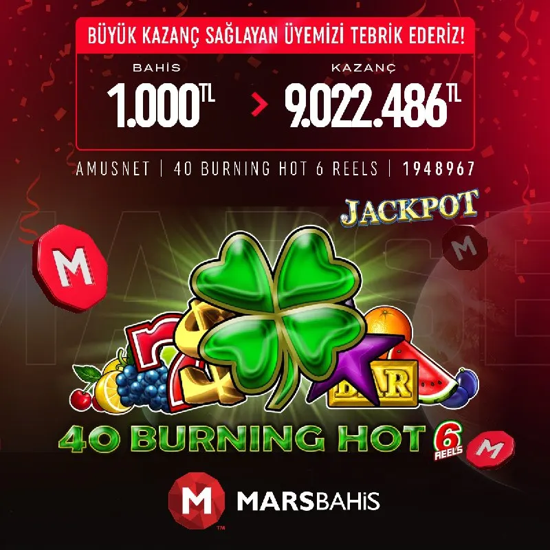 🍀 Amusnet'in heyecan dolu 40 Burning Hot 6 Reels oyununda sadece 1.000 TRY bahsiyle…