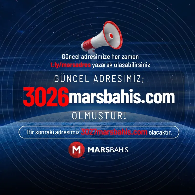 Güncel adresimiz 3026marsbahis.com olmuştur. Sitemize her zaman t.ly/marsadres yazarak…