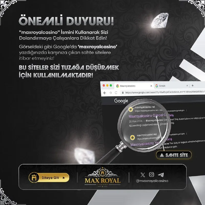 ⚠️ MaxRoyalCasino Ailesinin Dikkatine! 📣 İsmimizi kullanarak sizi dolandırmaya çalışan…