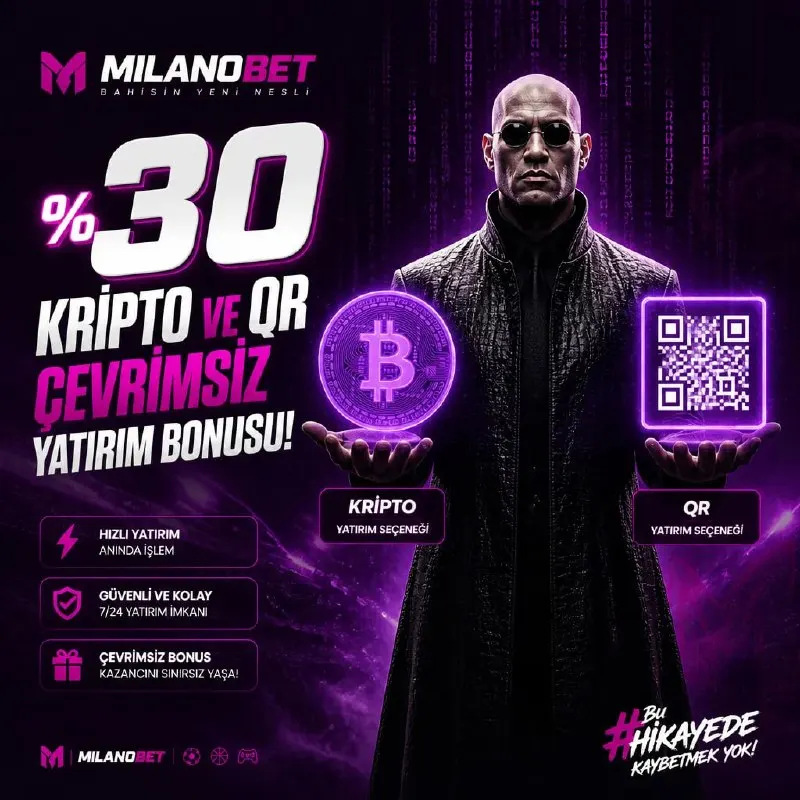 🚀Milanobet'te Kripto ve QR Yatırımınıza %30 Çevrimsiz Yatırım Bonusu!🚀 ⭐️Sadece kripto ve…