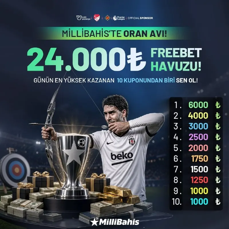 🎯 GÜNÜN EN YÜKSEK KAZANANLARI ARASINA GİR! 🏆 İLK 10 KUPONA ÖZEL 24.000₺’LİK FREEBET…