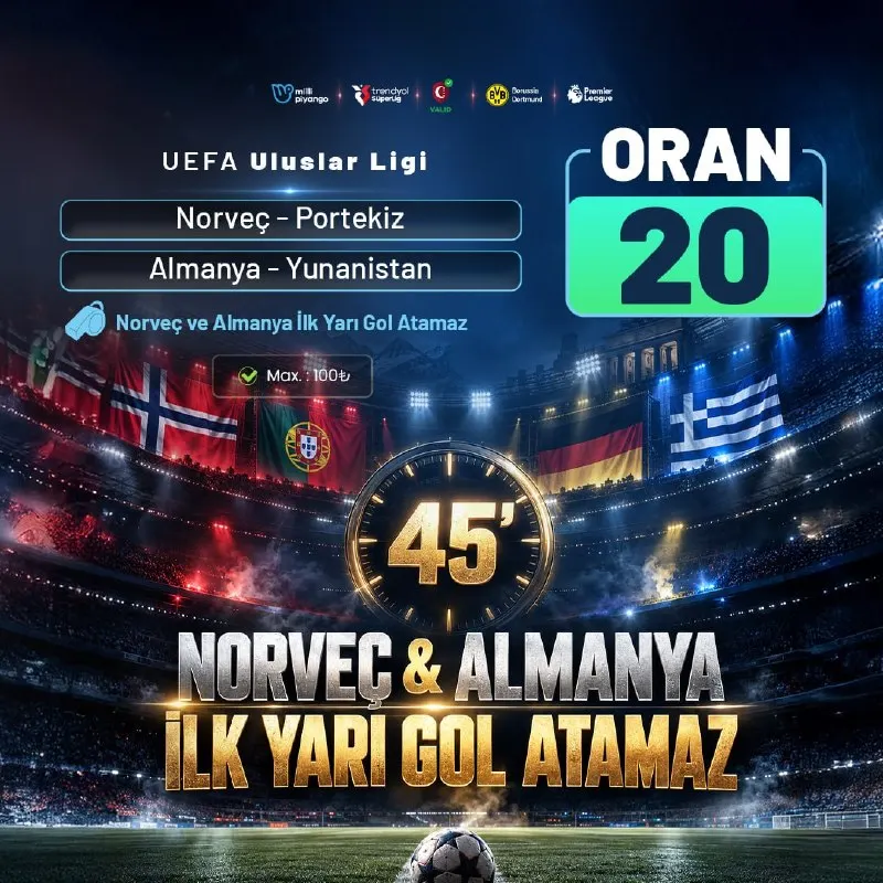 ⚽️ UEFA ULUSLAR LİGİ’NDE ÇİFTE HEYECAN! 🔥 NORVEÇ + ALMANYA İLK YARI GOL ATAMAZ ÖZEL…