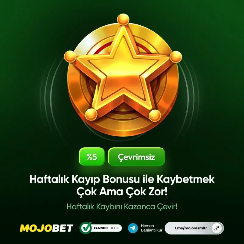 ⭐ MOJOBET! HER HAFTA %5 DAĞITIYOR ⭐ %5 Haftalık Kayıp Bonusu ile kayıplarını avantaja…