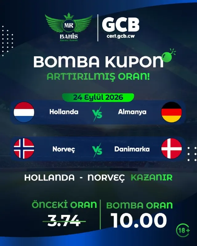 🔥💣 MRBAHİS'TEN BOMBA KUPON! 💣🔥 ⚽️ Hollanda vs Almanya ⚽️ Norveç vs Danimarka ✅ Tahmin…