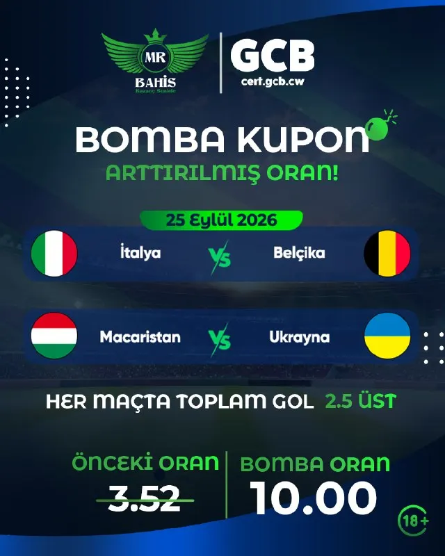 🔥💣 MRBAHİS'TEN BOMBA KUPON! 💣🔥 ⚽️ İtalya vs Belçika ⚽️ Macaristan vs Ukrayna ✅ Tahmin…