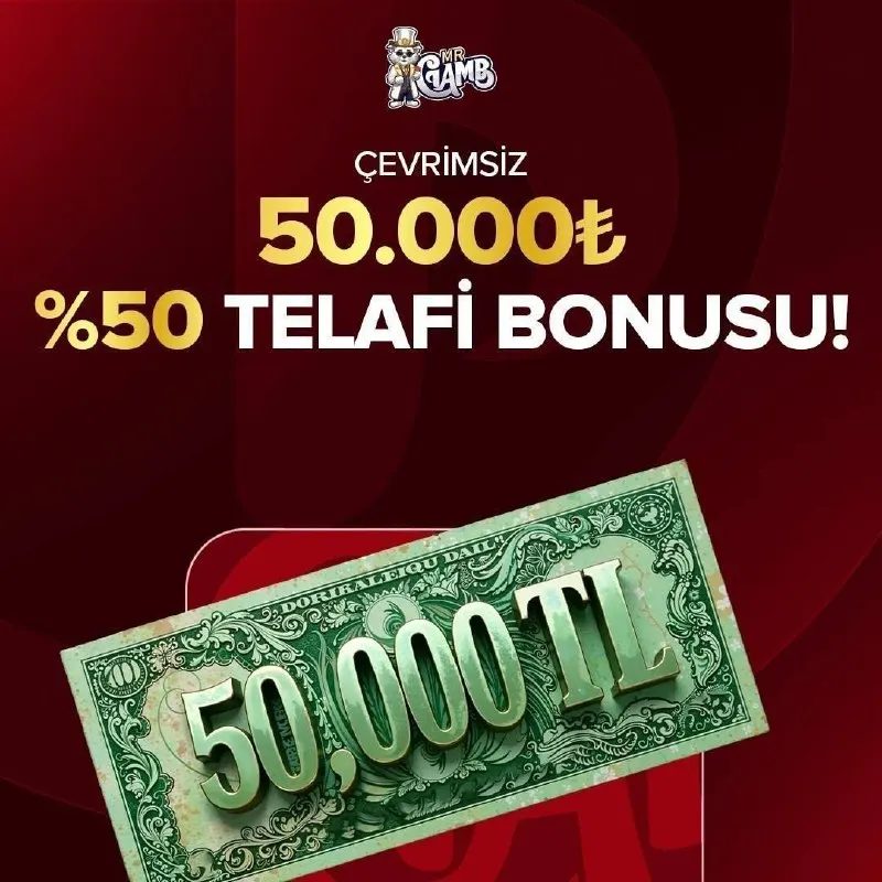 ❤️MrGamb %50 Telafi Yatırım Bonusu 🔥 500₺ ile 100.000₺ arası yatırıma %50 Telafi Bonusu…