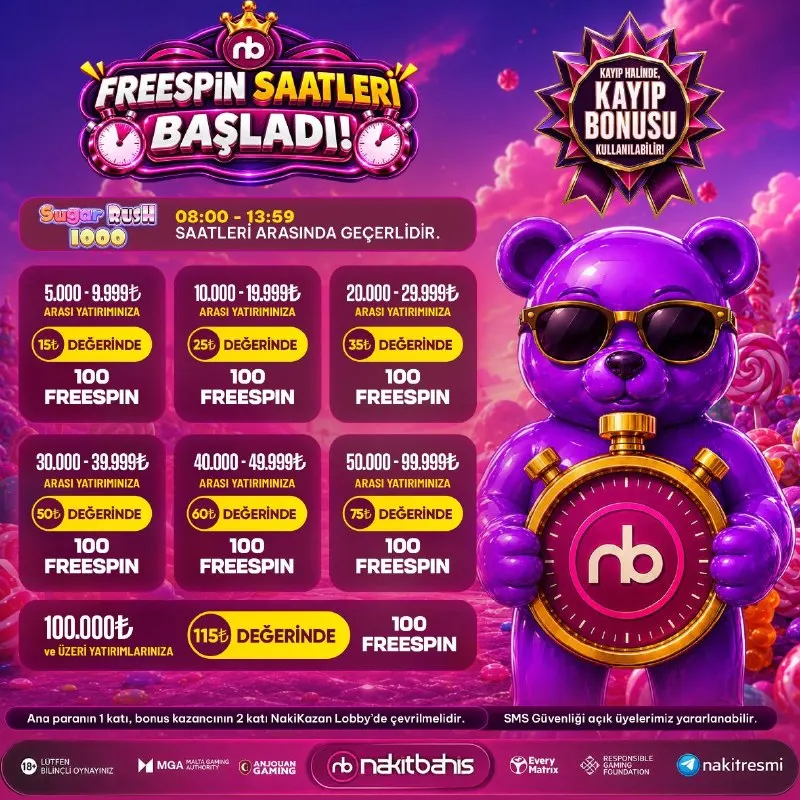 🍬Sugar Rush 1000 Saatleri Başladı 🔘 ⏰08.00 - 13.59 Saatleri arasında geçerli Freespin…