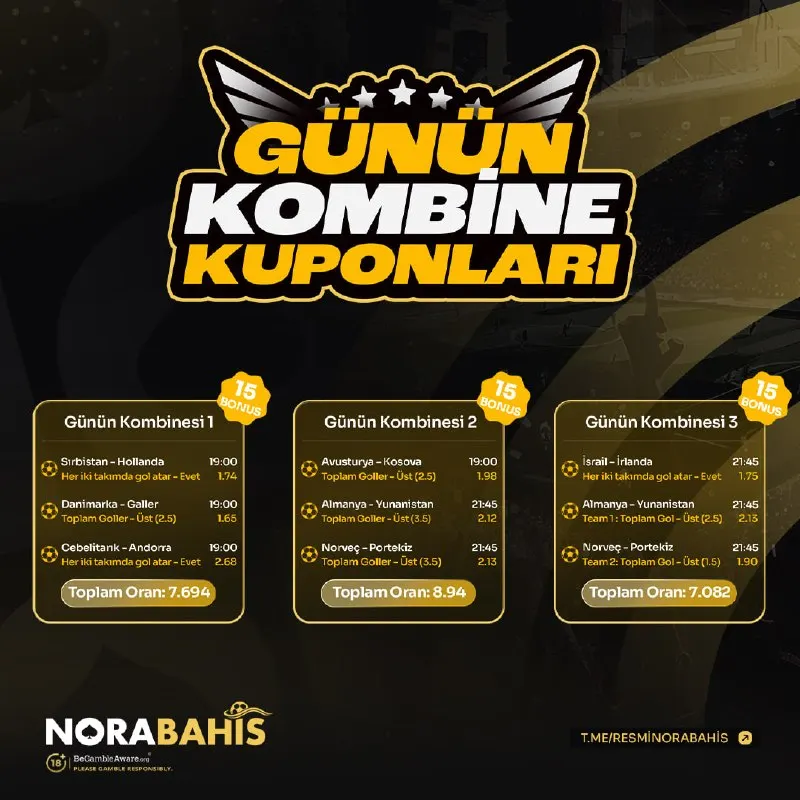 🎁 #Norabahis Günün Maçlarına Özel Kombine Oranlar 📊 Günün Kombinesi İle Kazancını…