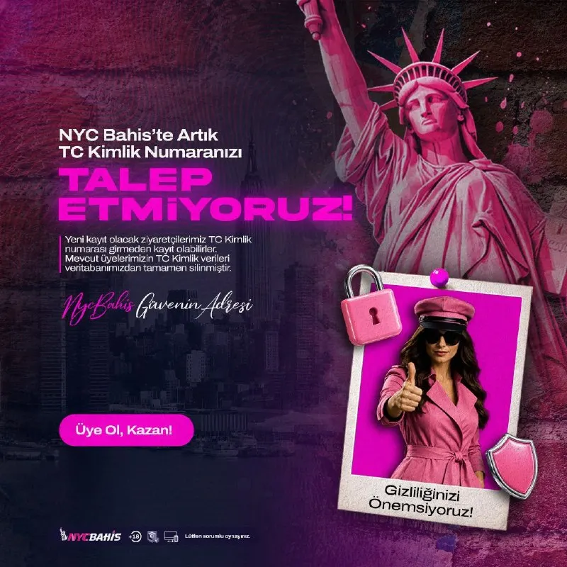 NYC Bahis'te Artık TC Kimlik Numaranızı TALEP ETMİYORUZ! Mevcut üyelerimiz TC Kimlik…