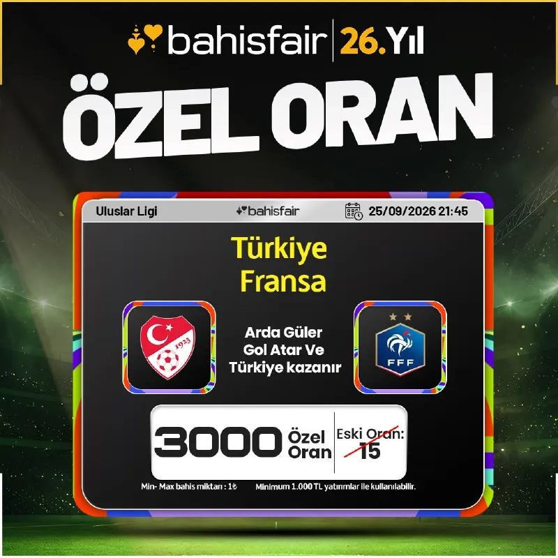 ⚡️ ULUSLAR LİGİNE ÖZEL 3000 ORAN DEVREDE! 👑 MİNİMUM 1.000 TL YATIRIMLAR İLE MAÇ ÖNCESİ…