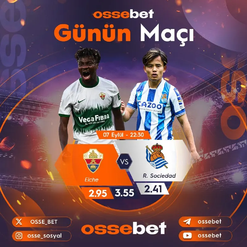 🇪🇸 İspanya 🇪🇸 La Liga'da Bu Akşam Elche Kendi Sahasında Real Socidad ile Karşılaşıyor…