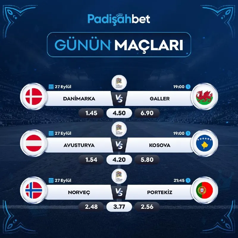 👑👑👑👑👑👑👑👑👑👑 ⚽ Danimarka - Galler ⚽ Avusturya - Kosova ⚽ Norveç - Portekiz 👑 Oranlar arttı…