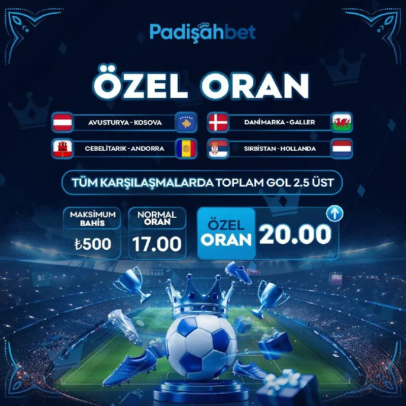 👑👑👑👑👑👑👑👑👑👑👑👑 🎯 Tek kuponda, birçok maç heyecanı! 🔥 20.00 Özel Oran 💸 Maksimum bahis: 500₺…