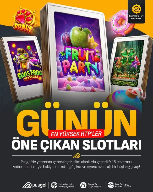 🎰 Bugünün oyunları Pasgol’de! 🍎 Fruit Party 🐸 Elvis Frog in Vegas 🔥 40 Burning Hot Renkli…