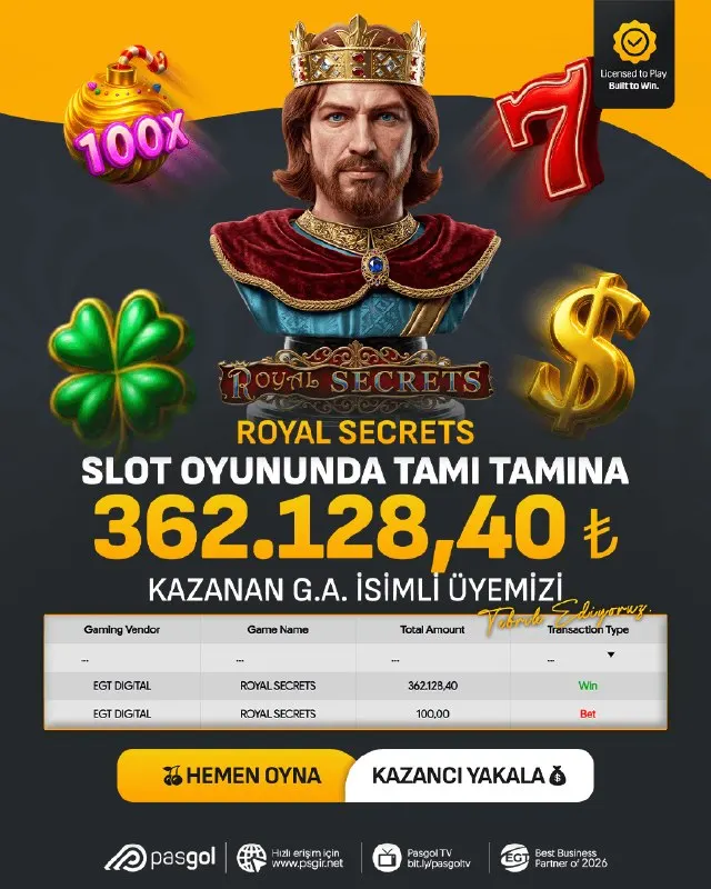 💥 PASGOL’DA 100 TL’LİK BAHİS, 362.128,40 TL’LİK KAZANCA DÖNÜŞTÜ! 💰 👑 Royal Secrets — EGT…
