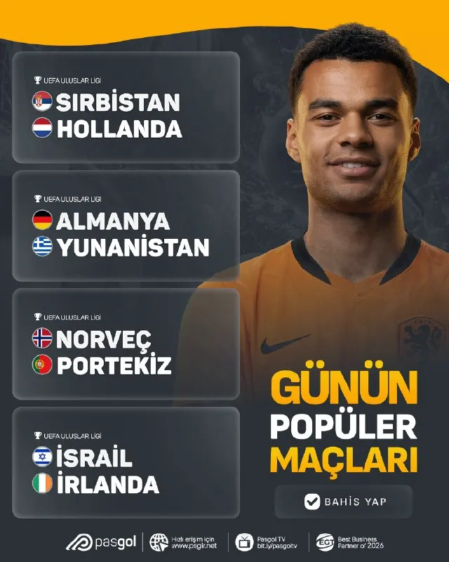 ⚽ UEFA Uluslar Ligi’nde Gecenin Maçları! 19:00 Sırbistan 🆚 Hollanda 21:45 Almanya 🆚…