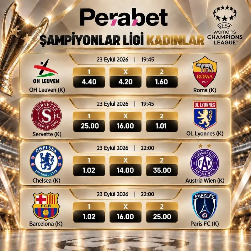 ⚽️Kadınlar Şampiyonlar Ligi Devam Ediyor! 👉 https://t2m.co/perabetsports-t