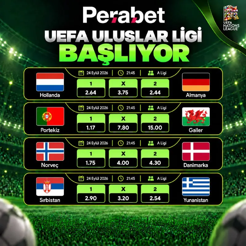 🌍 UEFA Uluslar Ligi heyecanı başlıyor! A Ligi’nde bu akşam birbirinden heyecanlı…