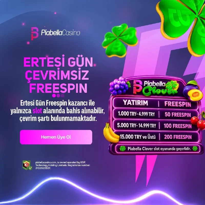 🔔 PİABELLA'DAN YEPYENİ ERTESİ GÜN BONUSU !! 🔔 💫 Gün biter Ertesi Gün Çevrimsiz Freespin…
