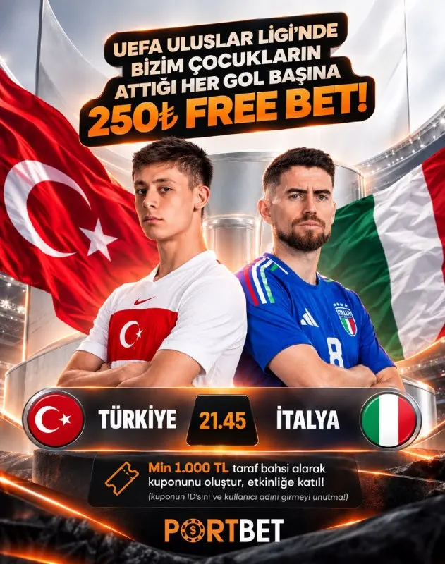 ⚽️ UEFA Uluslar Ligi'nde Milli Takımımıza Özel Gol Başına 250 TL FREE BET Portbet'ten…