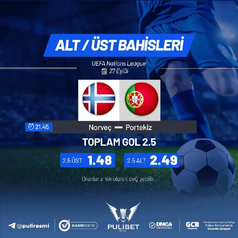 🇵🇹 RONALDO VARSA 2.5 ÇİZGİSİ BİRAZ TEDİRGİN?! 😏 🔥 ÜST 1.48 | 💙 ALT 2.49 Admin merak…
