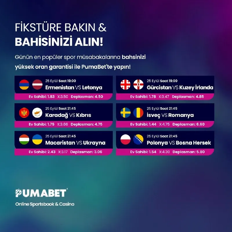 🔥 Uluslar Ligi gecesi başlıyor! 🏆 Günün maçlarında yüksek oran fırsatlarını yakala. ⚡️…