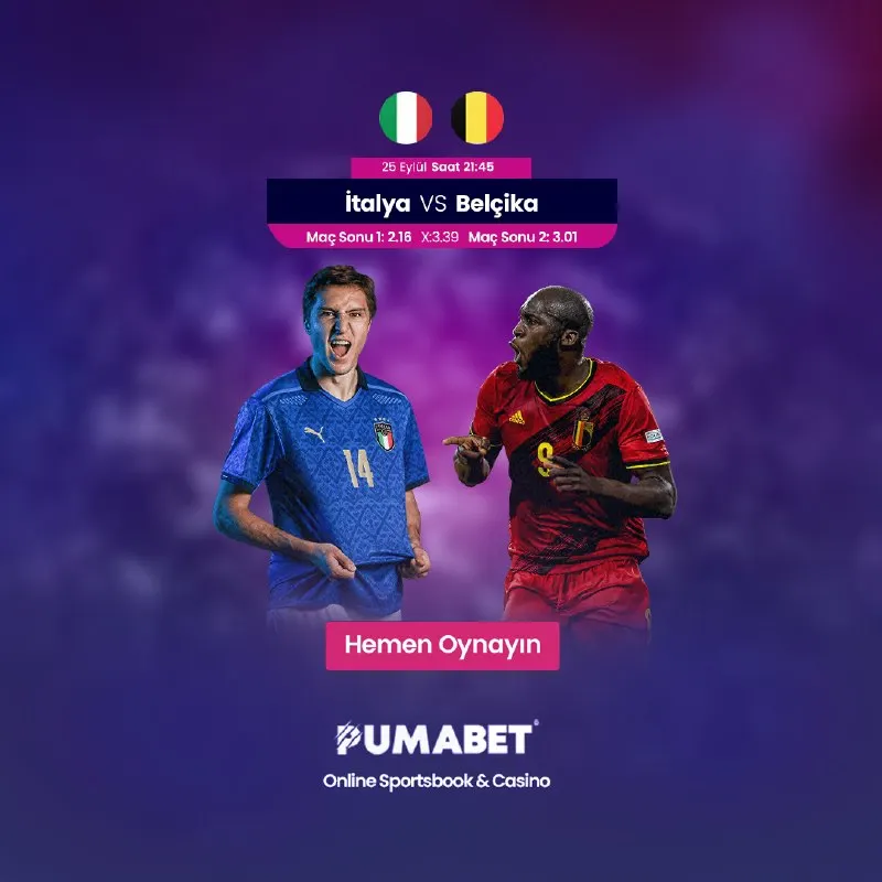 ⚽️ Uluslar Ligi gecesi ⏰ 21:45 İtalya - Belçika Bu eşleşmede tempo bir anda yükselir. 🔑…
