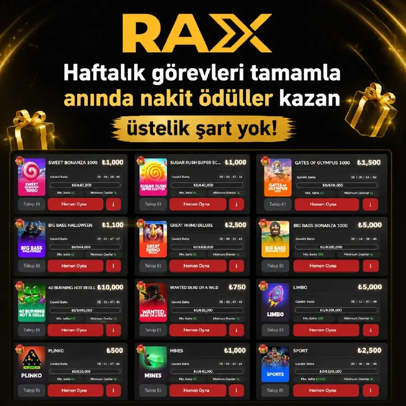 🎯 Haftalık Görevler Seni Bekliyor! Tamamladığın her görev seni anında nakit ödüle…