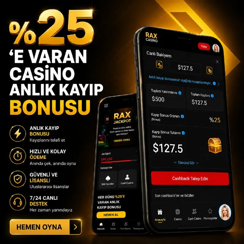 💸 %25'e Varan Anlık Kayıp Bonusu! Kaybettiğinde bile kazan, kaybının %25'i anında…