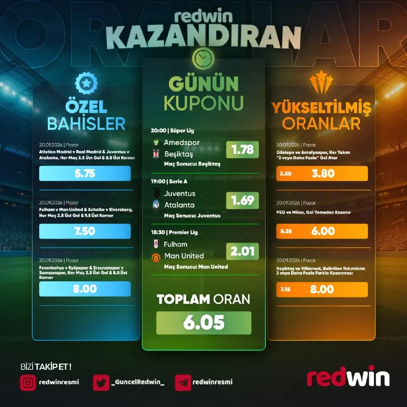 ⚽️ Bu kupon kaçmaz‼️Sadece oran değil, heyecan da zirvede. 🎁 Riskli tercihlerle yüksek…