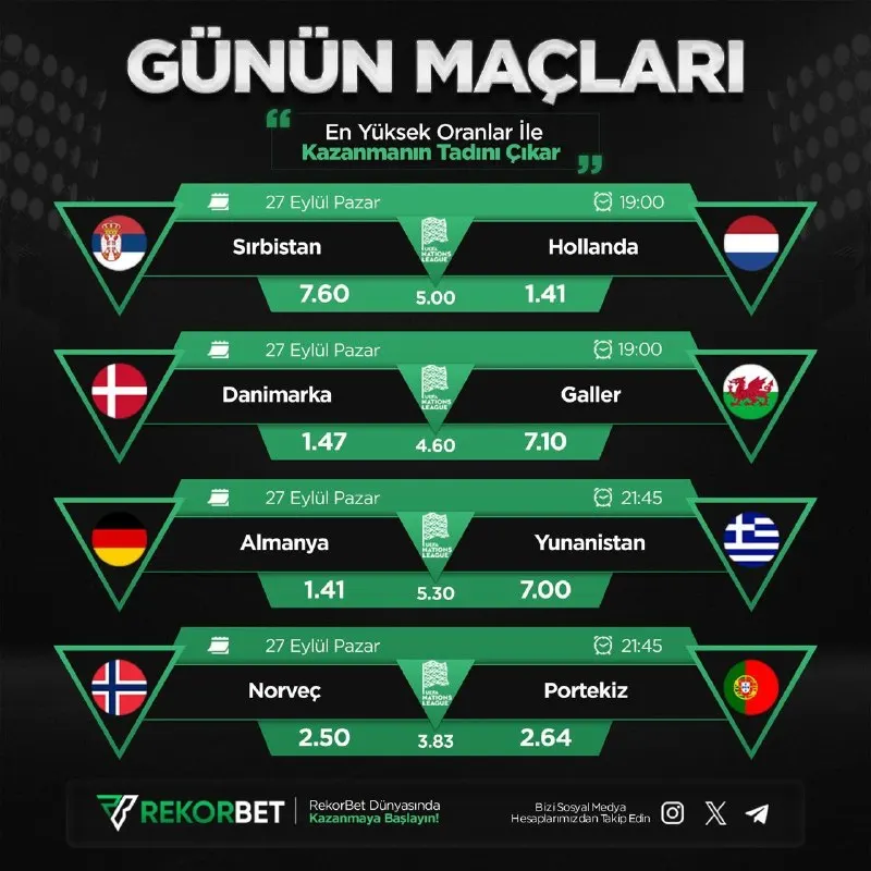 ⚽️ Rekorbet'te günün öne çıkan maçları sizleri bekliyor! 🚀 Tüm karşılaşmaları canlı…
