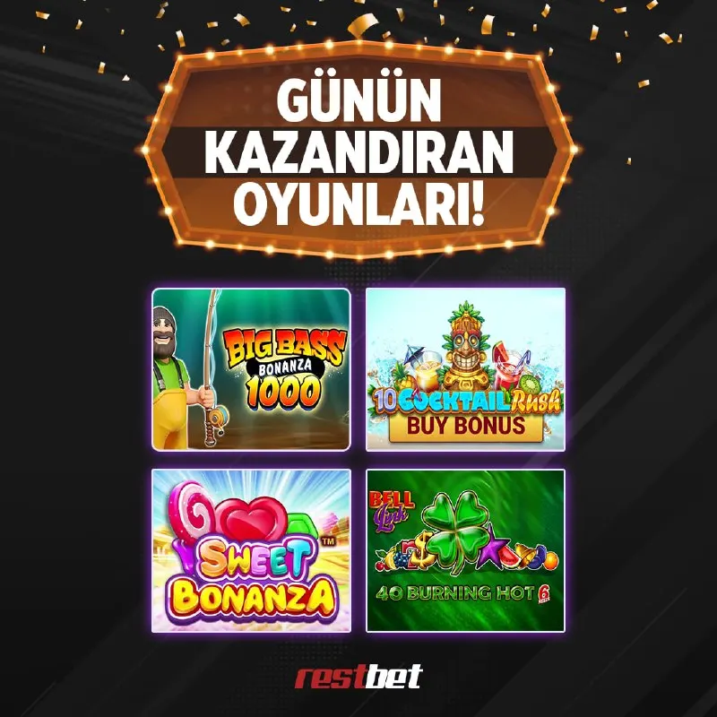 🎰 Günün kazandıran oyunları Restbet'te! Yüksek RTP 🔴🔴🔴🔴 'te! ⚠️ Kanalın alt bölümünde…