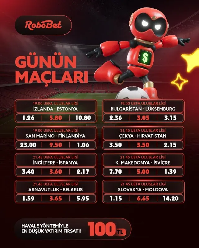 ❗️ GÜNÜN MAÇLARINDA KAZANCINI KATLAYACAK ORANLAR ROBOBET'TE SENİ BEKLİYOR! ❗️ 📱 Süper…