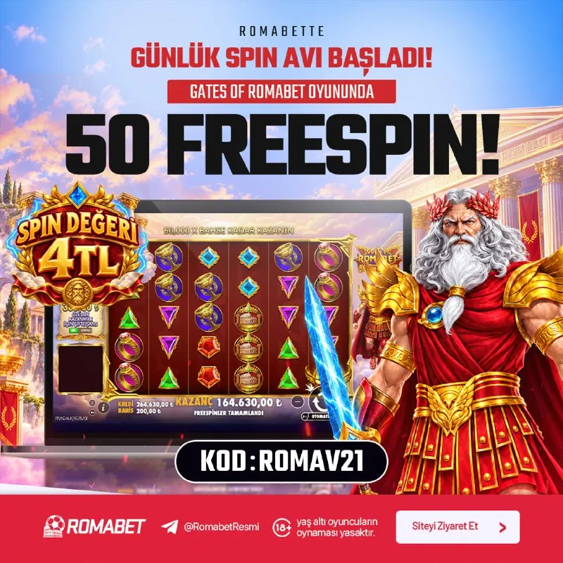 🎁 Romabet'te Gunluk Spin Avı başladı! 🔔 KOD: ROMAV21 🎰 3.000 KİŞİYE ÖZEL 50 FREESPIN…