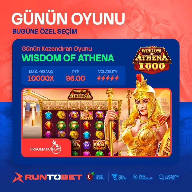 🎰🔥 GÜNÜN OYUNU: WISDOM OF ATHENA🔥🎰 ⚡️ Bugünün favorisiyle şansını denemeye hazır mısın? 🎁…