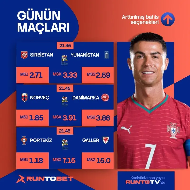 🔥 GÜNÜN MAÇLARI 🔥 ⚽️ 21:45 | SIRBİSTAN 🆚 YUNANİSTAN ⚽️ 21:45 |NORVEÇ 🆚 DANİMARKA ⚽️ 21:45…